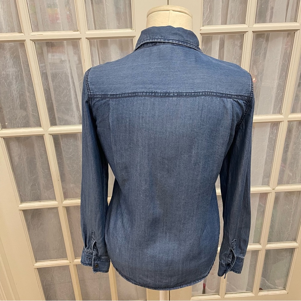 BOSTON PROPER  Denim Embroidered Top XS - Picture 2 of 15